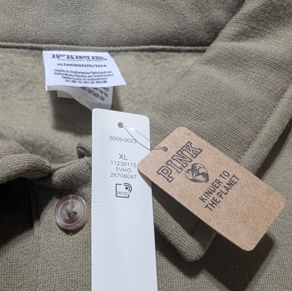 PINK Victoria's Secret Polo Long Sleeve Sweatshirt With Pockets Size XL - Picture 7 of 11